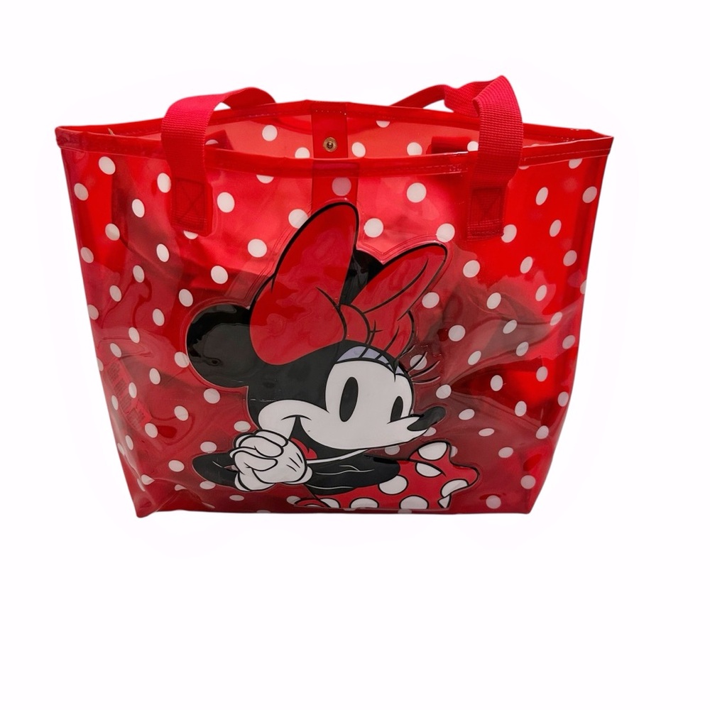 Disney Minnie Mouse Red White Polka Dot Clear Swim Tote Bag